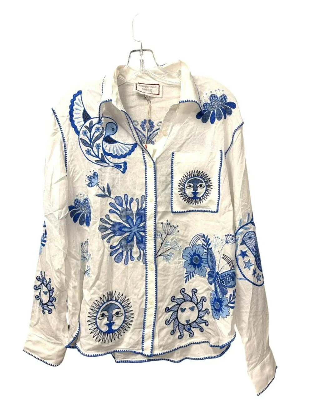Johnny Was Embroidered Button-Up Shirt Long Sleeve Small NWT - Picture 3 of 6